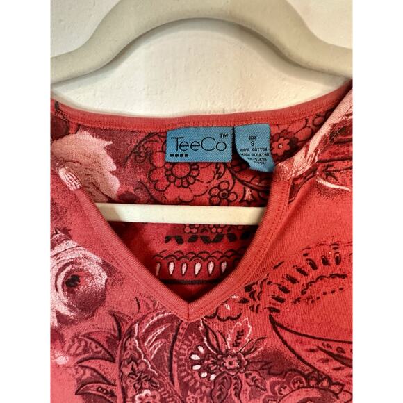 Vtg Red And Black Floral And Paisley Size Small Blouse - Picture 2 of 6